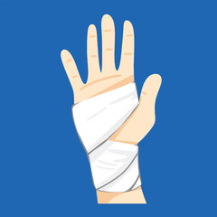 Bandaged Hand with Wrist Injury Hand Wrapped in Bandage from Palm to Wrist in Healing Process