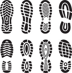 Black and white shoe prints footprints illustration