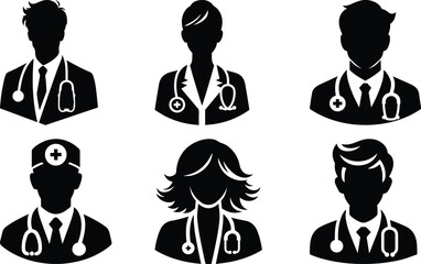 Doctor bundle silhouette icon vector art