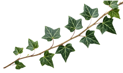 Ivy leaves isolated on white or transparent background