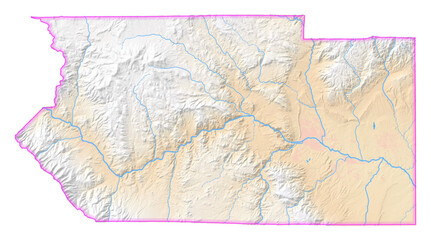 Map of the County Fremont (Colorado, US) showing the isolated County with relief representation. No Lables.