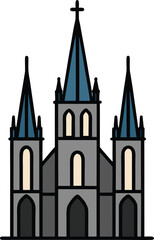 Fototapeta premium gothic cathedral with tall spires vector illustration on transparent background