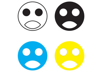 Sad Face Emoji Icon Set – Vector Shocked Expression Symbols in Colour Variations