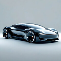 Futuristic electric car on a light background