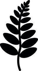 Black fern leaf silhouette minimalist botanical vector