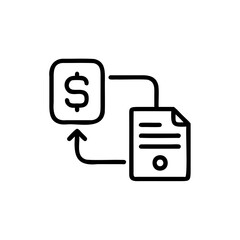 Obraz premium Outline icon dollar symbol document with transfer arrow money finance