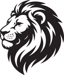 Obraz premium Lion Head Profile Vector Illustration - Wildlife Animal Silhouette Portrait
