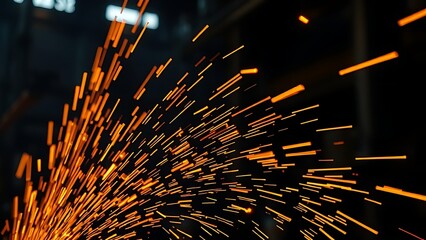 Dramatic orange sparks fly against a dark industrial background, capturing the energy of metalworking.