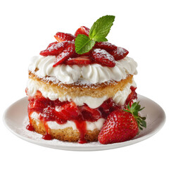 Delicious strawberry shortcake dessert food cake sweet pastry treat isolated [Transparent Background PNG]