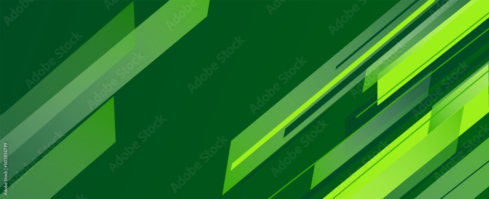 Wall mural dynamic green abstract background with sharp diagonal lines and geometric shapes, ideal for tech or 