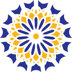 Blue and orange festive mandala vector design