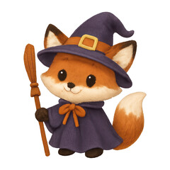PNG Cute fox witch illustration