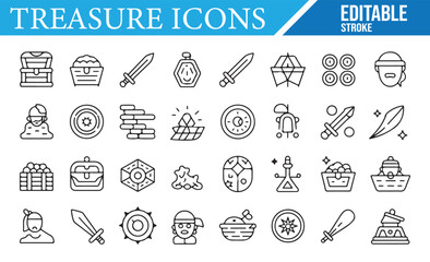 Vector Icons for Treasure Hunting, Pirates, and Exploration Themes