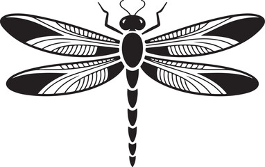 Dragonfly Vector Illustration Insect Silhouette Detailed Wing Pattern Art