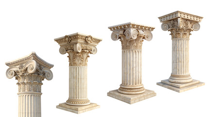 ancient greek columns set collection isolated on transparent background