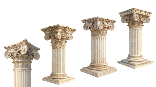 ancient greek columns set collection isolated on transparent background - Powered by Adobe