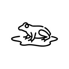 Minimalist line art frog sitting in a puddle amphibian animal
