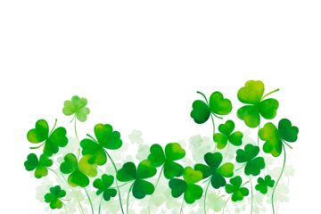 frame of green leaves four leaf clover isolated