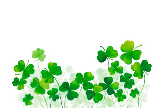 frame of green leaves four leaf clover isolated