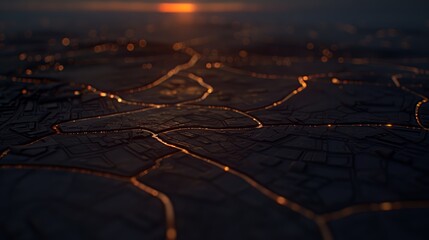 Futuristic digital landscape featuring luminous data streams over a dark grid with binary overlays and a copy space area, conveying hightech innovation and connectivity