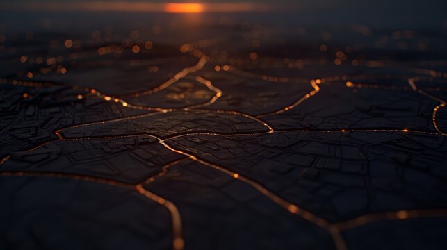 Futuristic digital landscape featuring luminous data streams over a dark grid with binary overlays and a copy space area, conveying hightech innovation and connectivity