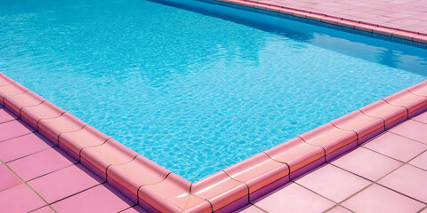 Obraz premium Blue pool water with soft ripples and pink tiles