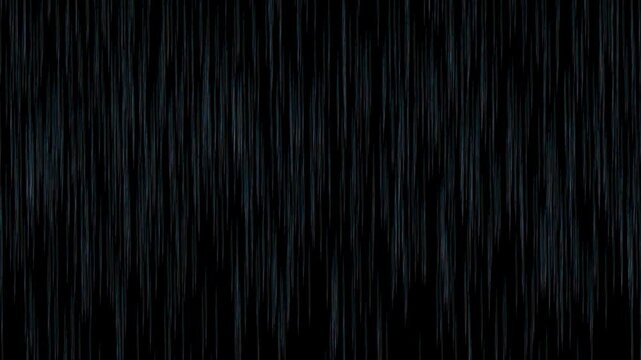 Manga style rainfall anime blue rain overlay on black background