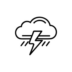Outline storm cloud with lightning bolt rain weather