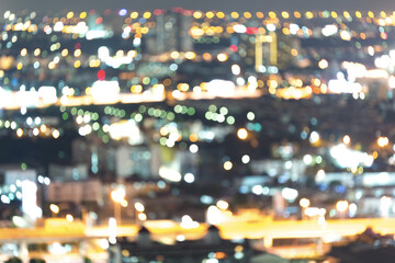 Defocused bokeh lights from modern builiding in Bangkok, Thailand