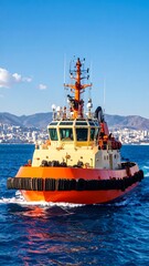 Harbor tugboat, ocean view