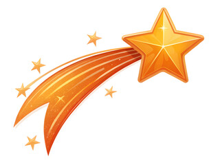 A bright orange star trails across a black background.