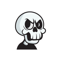 Playful skull mascot silhouette. Cartoon-style skull silhouette blending spooky and fun vibes.