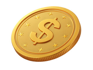 A Detailed 3D Render of a Gold Dollar Coin