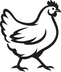 Hen silhouette on white background chicken, Black farm bird vector graphic