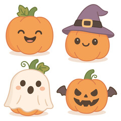 Halloween Jack O' Lantern pumpkins set
