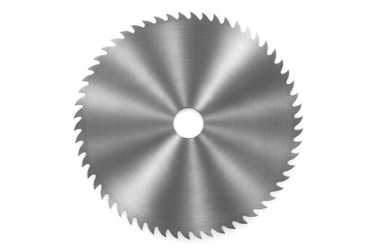 Circular saw blade cutting through transparent background