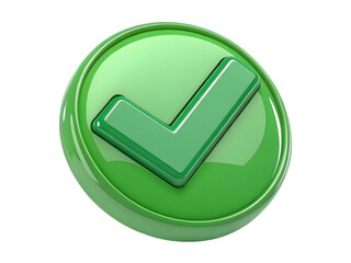 Glossy Green Checkmark Icon on Black Background