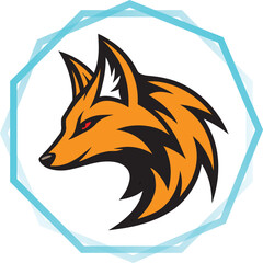 Obraz premium Angular Fox Head Logo with Polygon Frame