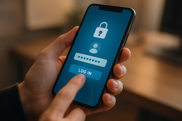 Mobile login and security authentication, user access, password protection, and digital privacy for secure online account