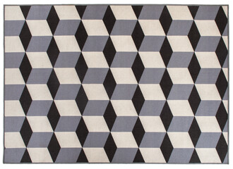 A carpet with a special design in which the cube shape is repeated.