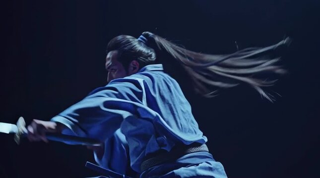 katana man, AI generated video