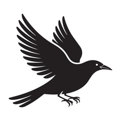 Obraz premium Elegant Dove in Flight Black and White Silhouette vector.