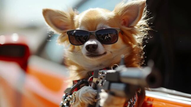 dog with gun, AI generated video