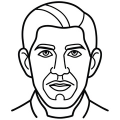 Create a minimalistic abstract face with bold, continuous black lines on a white background