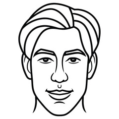 Create a minimalistic abstract face with bold, continuous black lines on a white background