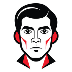 Create a minimalistic abstract face with bold, continuous black lines on a white background