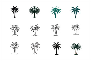 Fototapeta premium palm trees set
