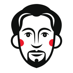 Create a minimalistic abstract face with bold, continuous black lines on a white background