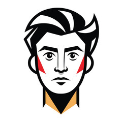 Create a minimalistic abstract face with bold, continuous black lines on a white background