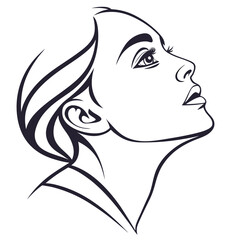 Create a minimalistic abstract face with bold, continuous black lines on a white background